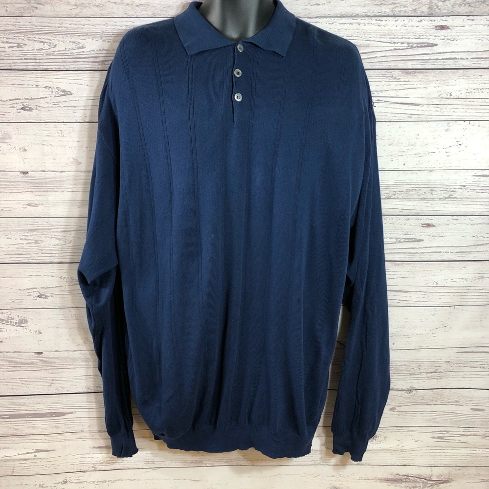 VTG Giglio Rosso Italy Blue Polo Sweater Men XXL